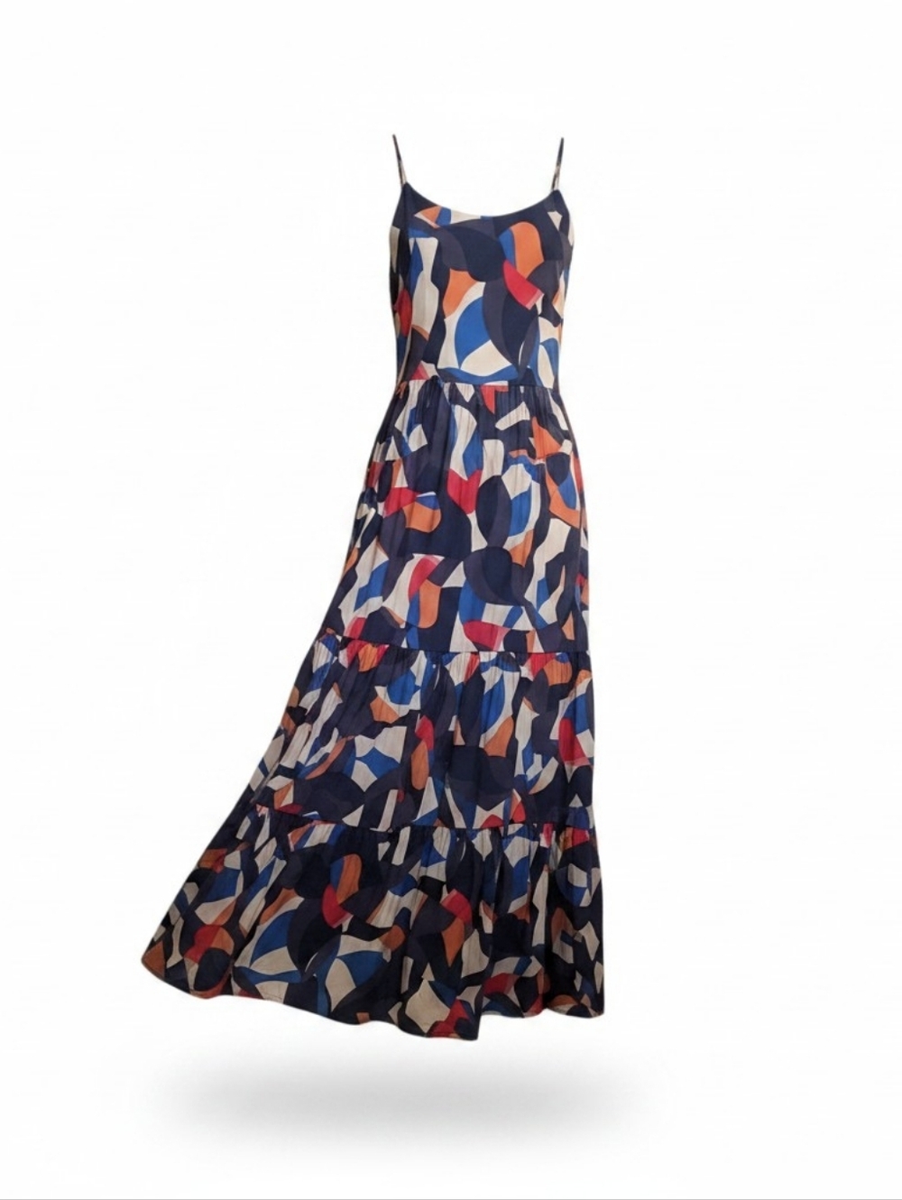 ☕️Nine West Abstract Print  Multi-Color Maxi Dress - Picture 3 of 5